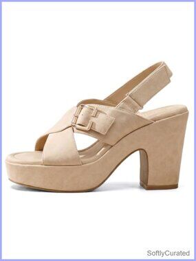 DOBOLIN Women's Platform Heeled Sandals 4 Inch Chunky Block Heel Ankle Strap
